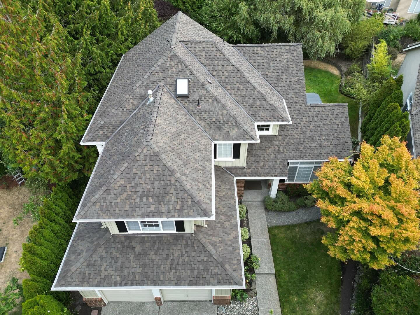 A home with a newly installed roof